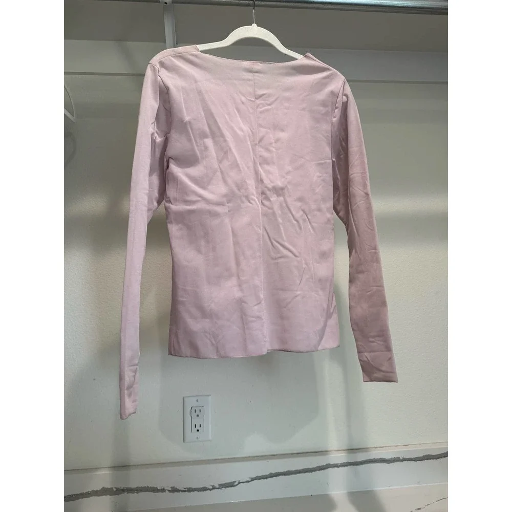Intimately‎ Free People Velvet Mesh Long Sleeve Shirt Size XL Light Pink